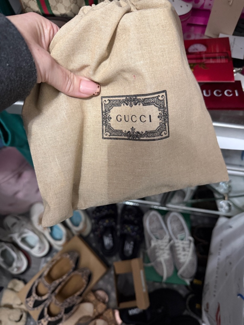 Gucci Beige Brown GG Canvas Belt with Gold Double G Buckle Reversible! - Picture 7 of 7